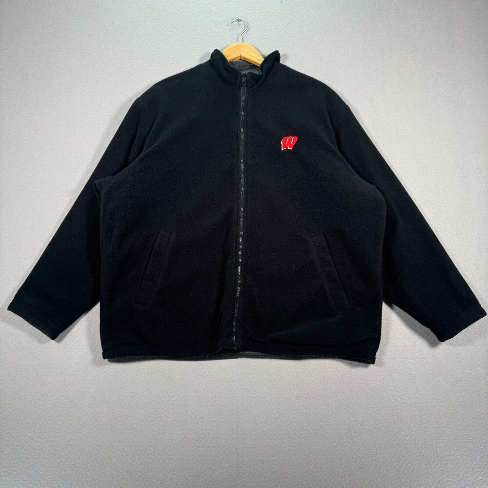 Vintage Wisconsin Badgers Steve and Barry's Reversible Jacket Mens Medium Black